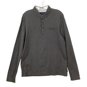 Ted Baker London Long Sleeve Polo Shirt Size 5 Collar Textured Cotton Preppy